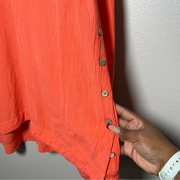 Soft Surroundings Women Top Large Orange Popover Long Sleeve Lagenlook‎ Tunic - Picture 8 of 13